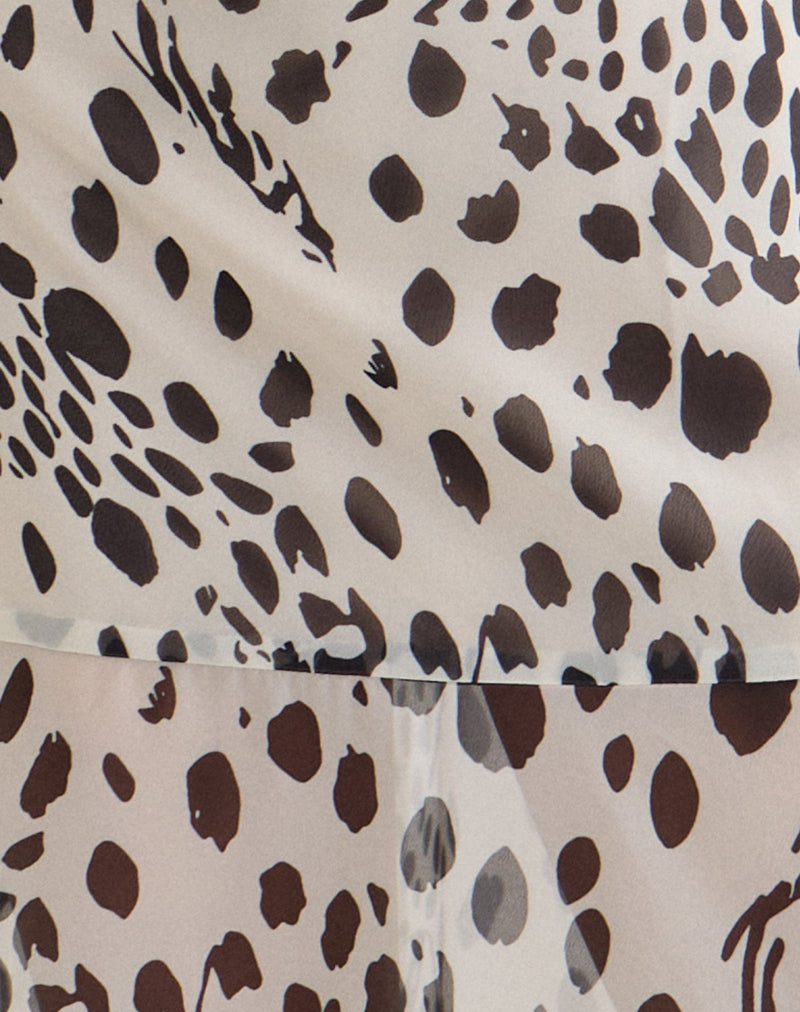 Image of Vakare Midi Dress in Dalmatian Skin Black and Ivory
