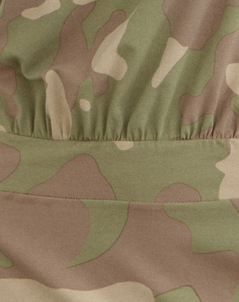 Image of Vaklina Mini Dress in Blurry Camo Khaki