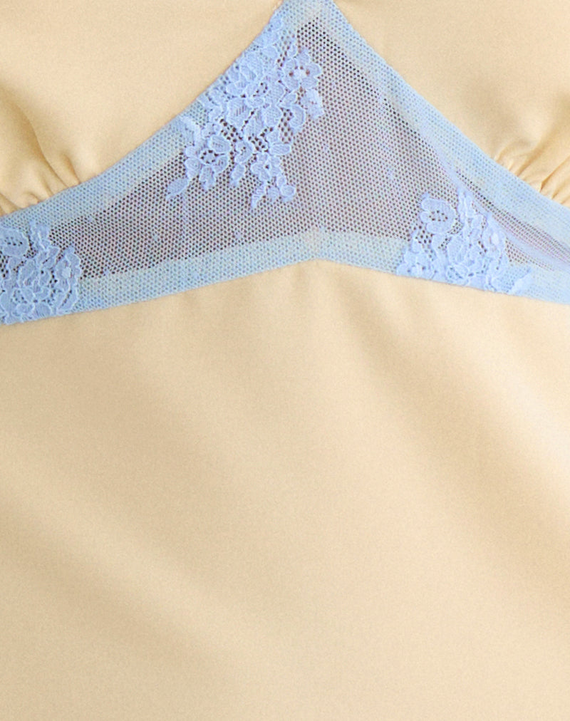 Image of Valeska Lace Insert Top in Satin Lemon