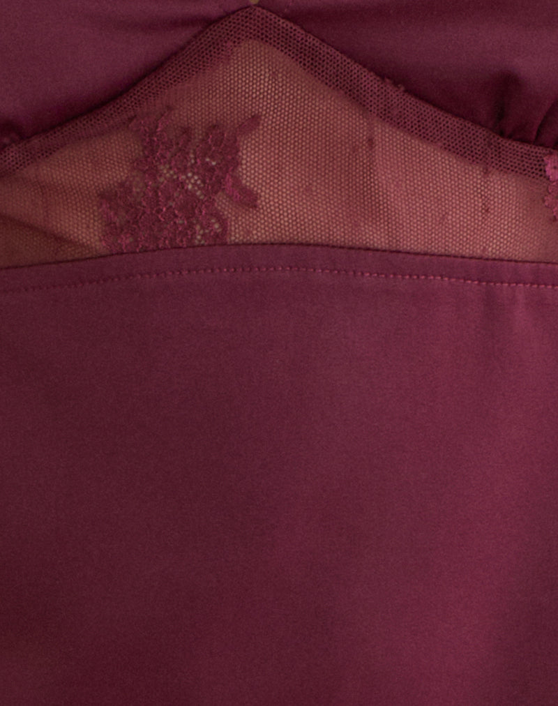 Image of Valeska Lace Insert Top in Satin Zinfandel