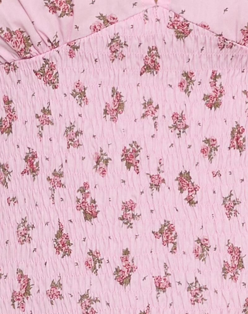 Image of Valisa Plunge Top in Floral Romance Pink
