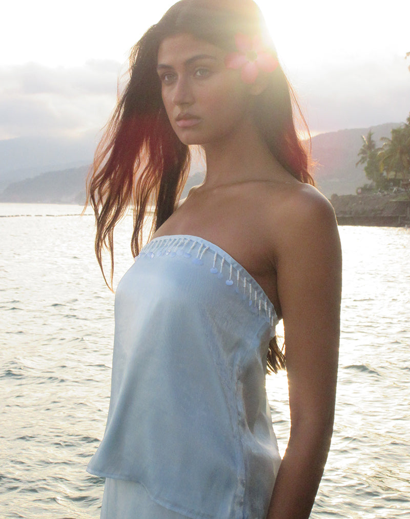Image of Vars Top in Satin Organza Light Blue