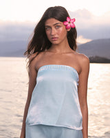 Image of Vars Top in Satin Organza Light Blue