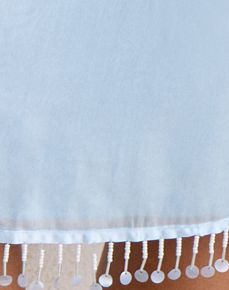 Image of Muriela Midi Skirt in Satin Organza Light Blue