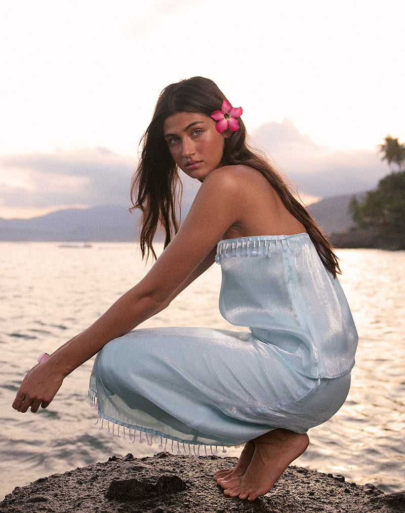 Image of Muriela Midi Skirt in Satin Organza Light Blue