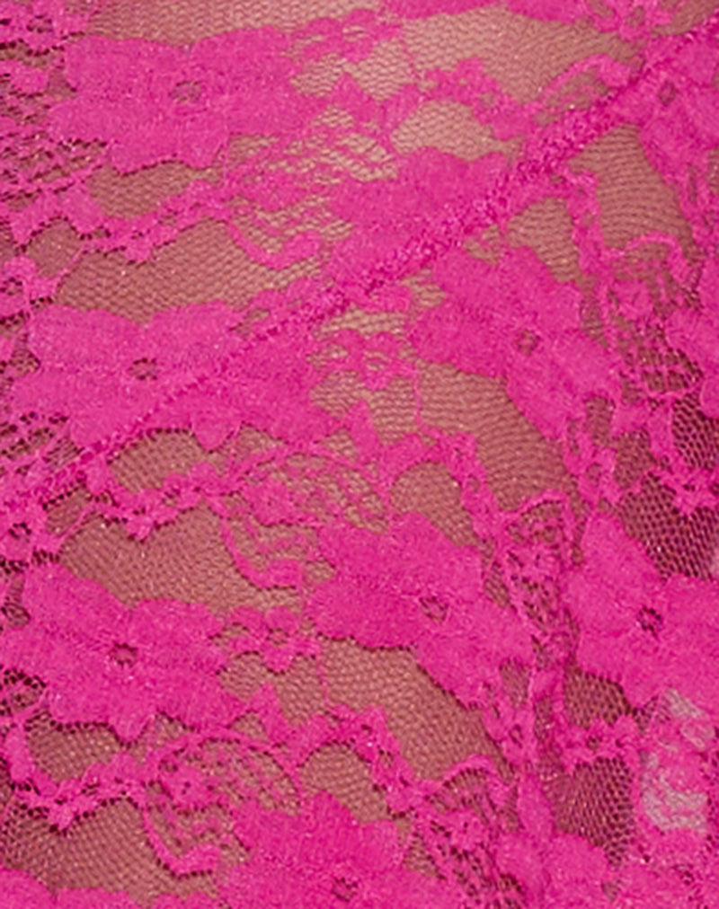 Image of Cinta Low Rise Midi Skirt in Orchid Lace Hot Pink