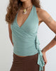 Image of Velaris Wrap Top in Aqua Grey