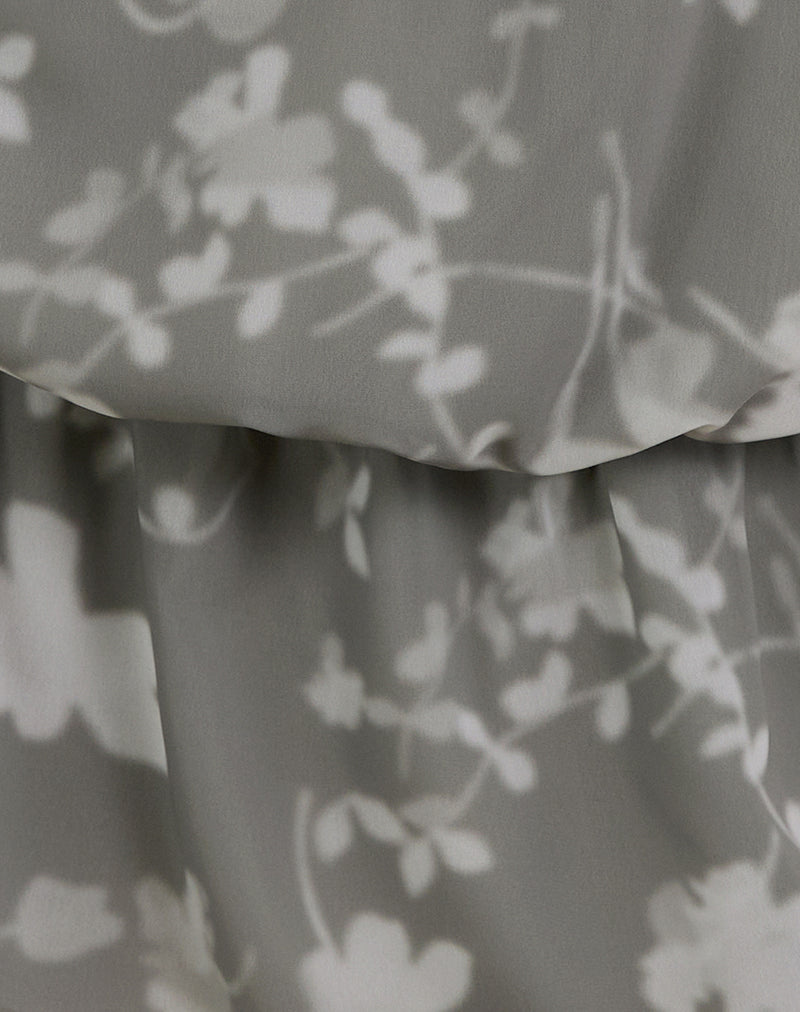 Image of Veloria Halterneck Mini Dress in Blurred Floral Grey