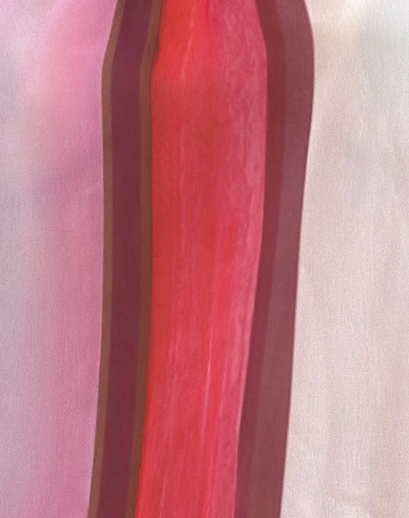 Image of Veloria Halterneck Mini Dress in Pink Sheer Chiffon Painted Stripe