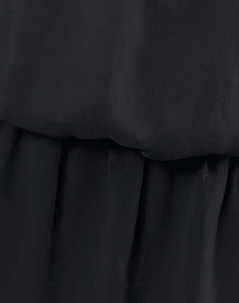 Image of Veloria Halterneck Mini Dress in Black Chiffon with Lining