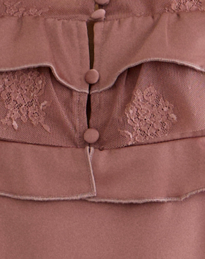 Image of Venaro Double Layer Top in Satin Dusty Pink