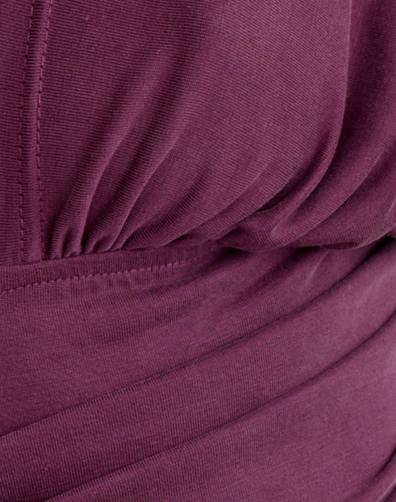 Image of Vernia Plunge Batwing Top in Cupro Dark Plum