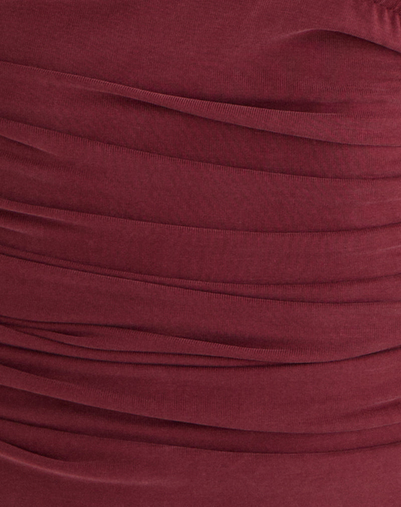 Image of Vernia Plunge Batwing Top in Cupro Burgundy