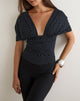 Image of Vernia Plunge Batwing Top in Jersey Micro Polka Black