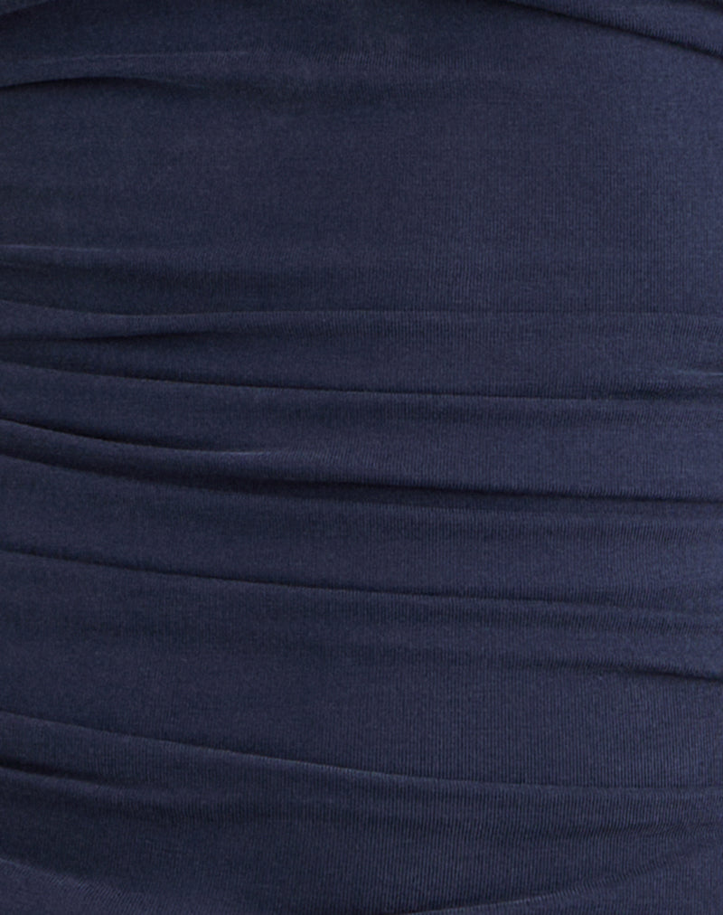 Image of Vernia Plunge Batwing Top in Cupro Navy