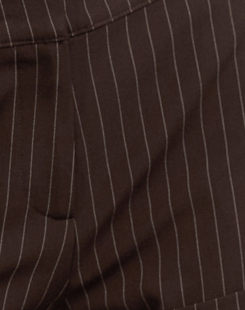 Image of Wiluta Shorts in Tailoring Dark Brown Pinstripe