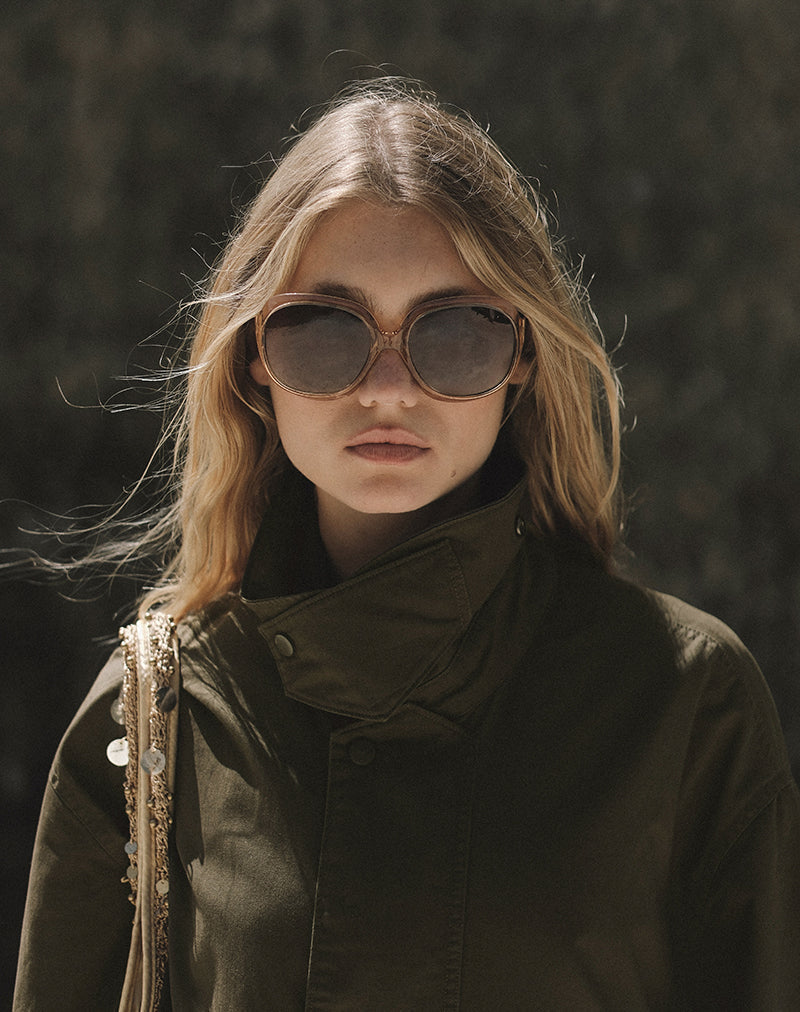 Image of Vireon High Neck Jacket in Khaki Green