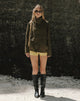 Image of Vireon High Neck Jacket in Khaki Green