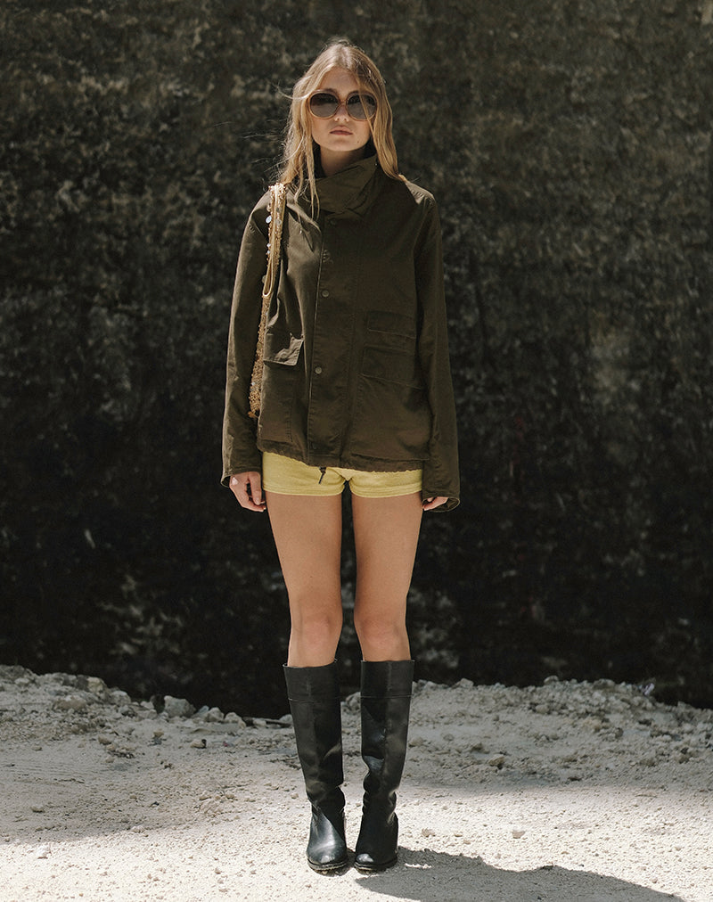 Image of Vireon High Neck Jacket in Khaki Green