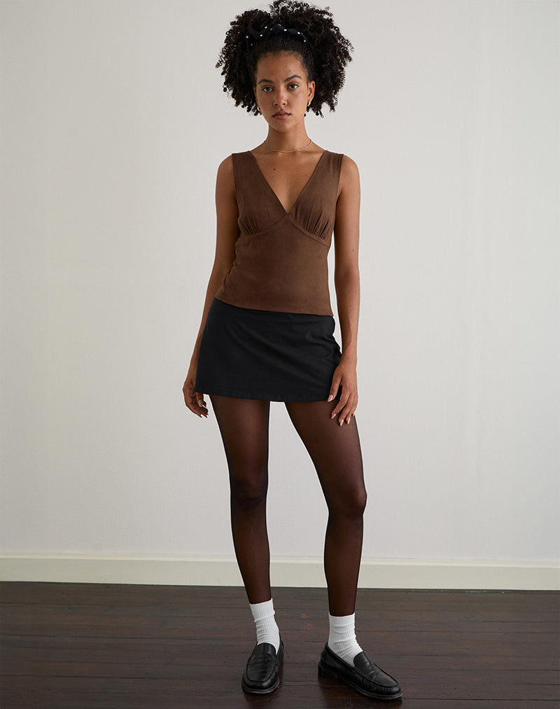 Image of Vishata Top in Faux Suede Brown