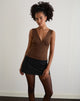 Image of Vishata Top in Faux Suede Brown