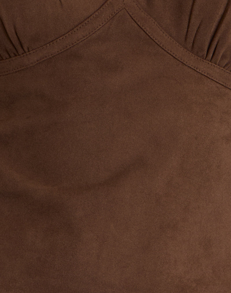 Image of Vishata Top in Faux Suede Brown