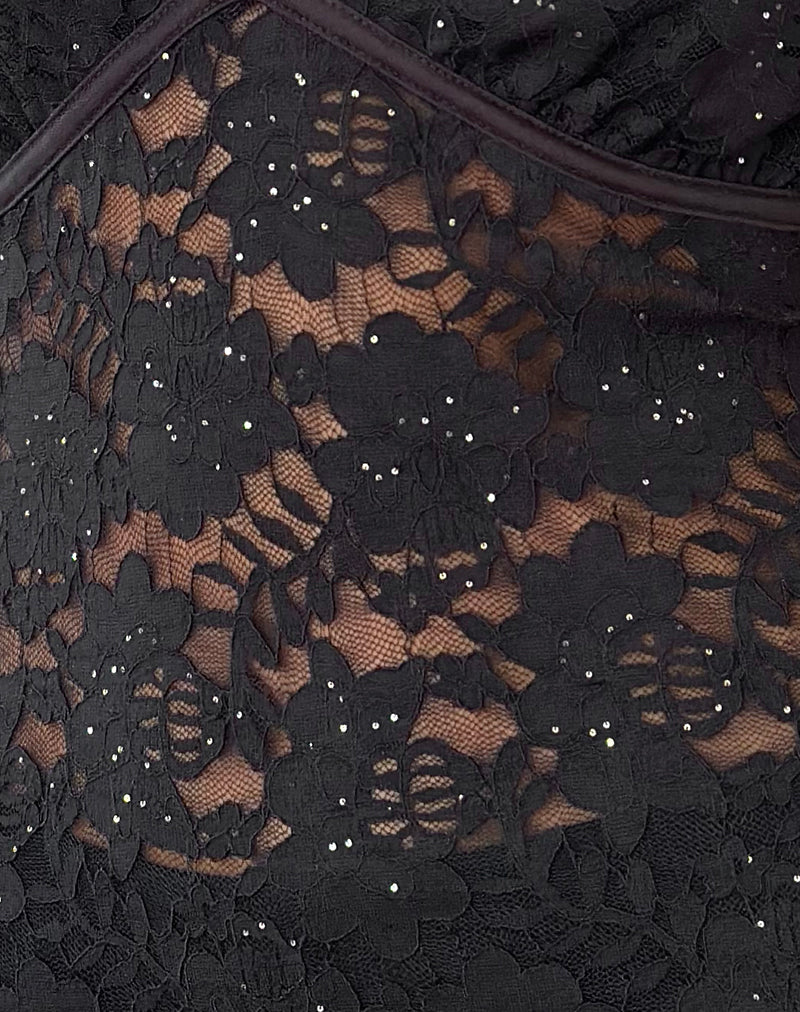 Image of Vishata Top in Black Sequin Lace