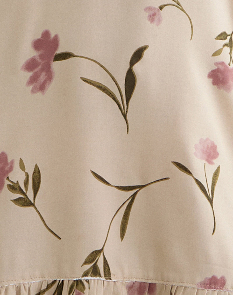 Image of Visoca Mini Dress in Bloom Leafy Taupe