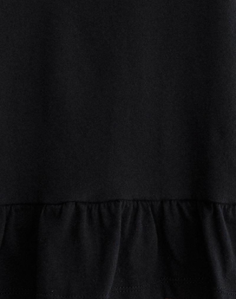 Image of Vivala Boxy Long Sleeve Top in Black with Frill Hem