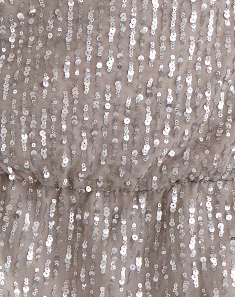 Image of Vora One Shoulder Mini Dress in Sequin Nude