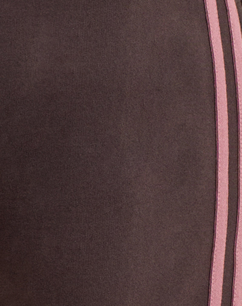 Image of Wamino Capri Trouser in Bitter Chocolate with Rose Pink Stripes