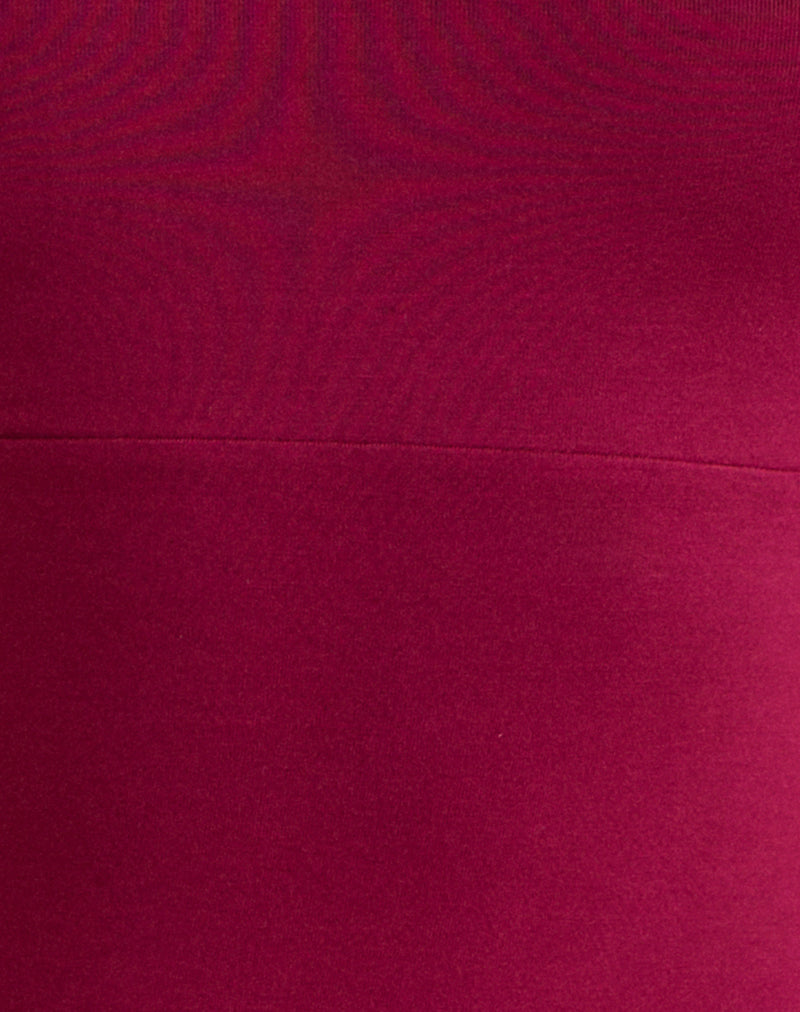 Image of Waneta Bandeau Mini Dress in Rayon Jersey Burgundy