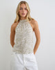 Image of Wiby High Neck Backless Top in Tonal Zebra