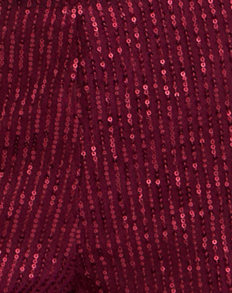 Image of Wilaga Wide Leg Trouser in Sequin Maroon