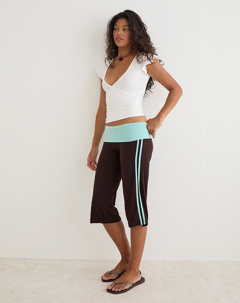 Image of Walter Capri Trouser in Bitter Chocolate and Aqua Combination