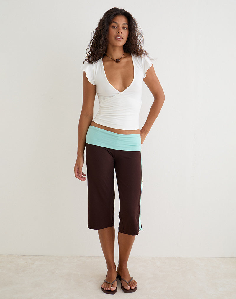 Image of Walter Capri Trouser in Bitter Chocolate and Aqua Combination
