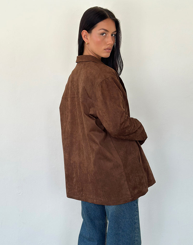 Image of Wita Jacket in Faux Suede Brown