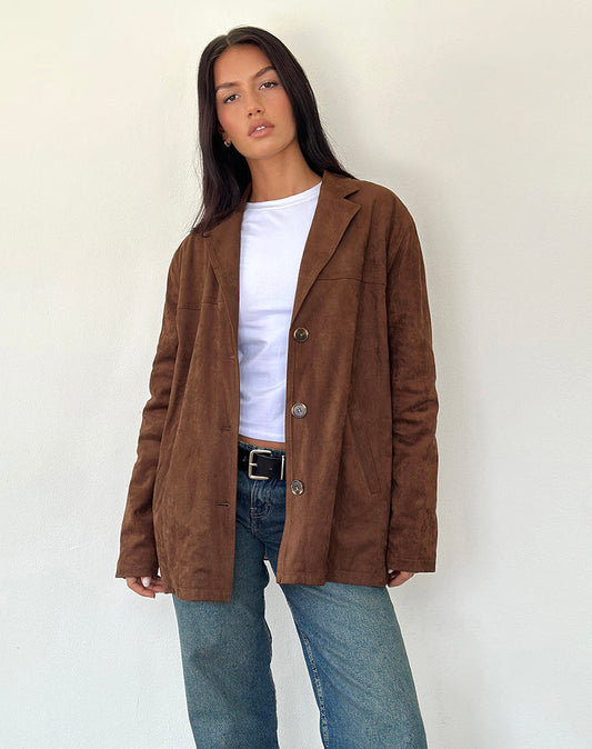 Image of Wita Jacket in Faux Suede Brown