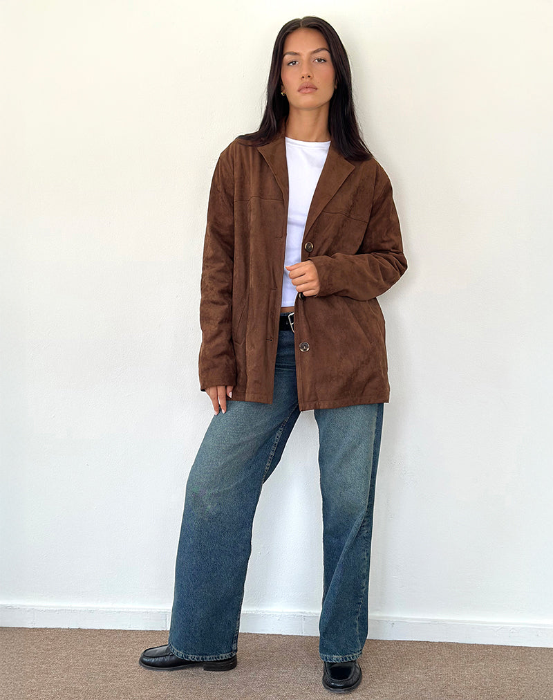 Image of Wita Jacket in Faux Suede Brown