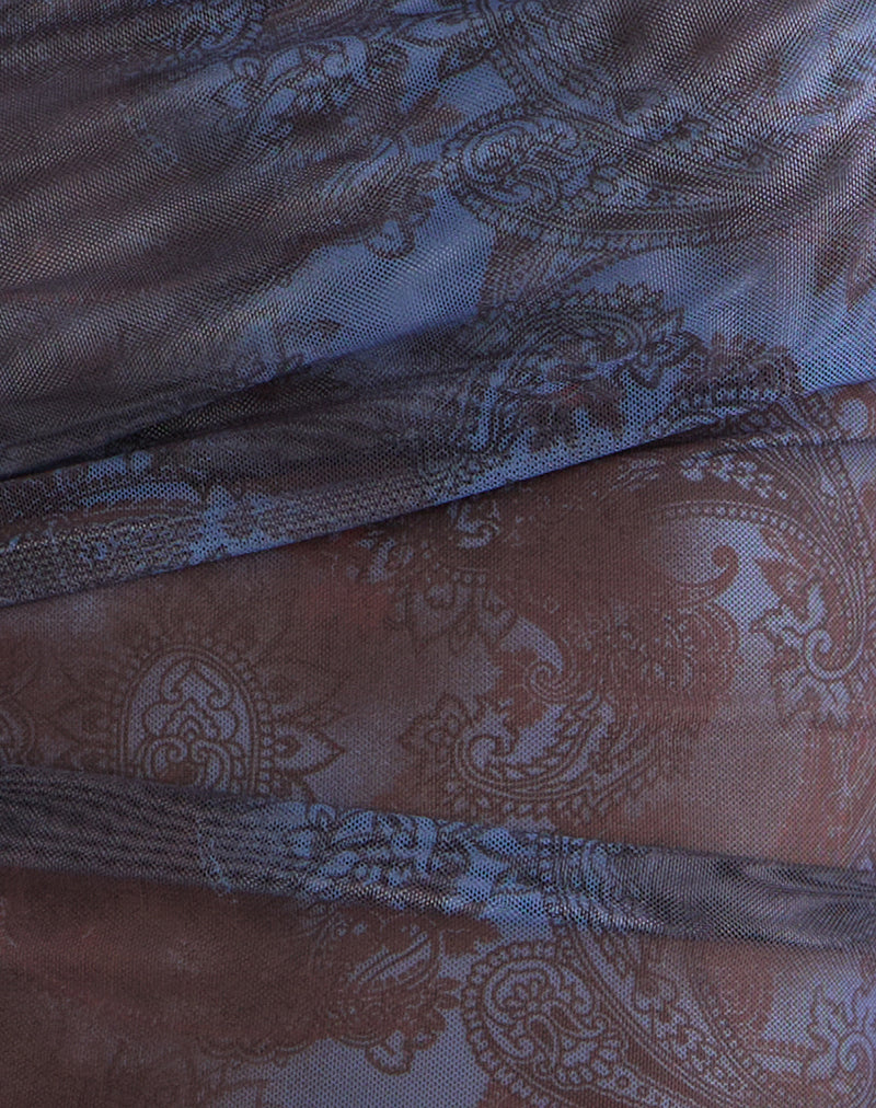 Image of Xiomara Halterneck Top in Midnight Paisley Dark Blue