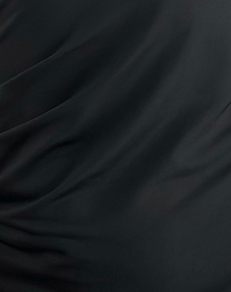 Image of Xowen One Shoulder Dress in Slinky Black