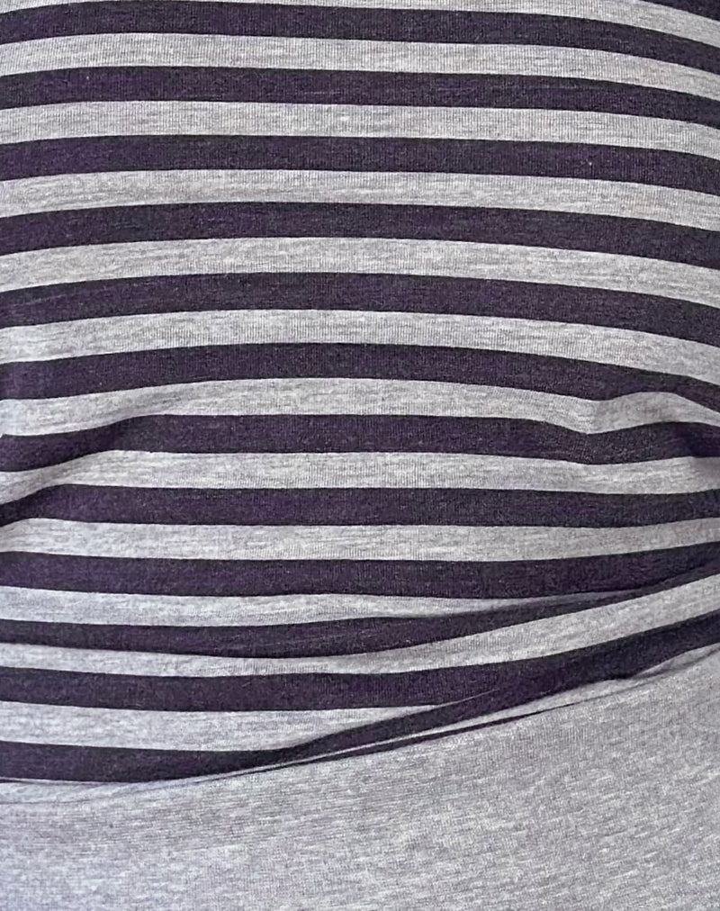 Image of Yacin Slouchy Top in Grey and Black Stripe