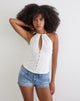 Image of Yadele Button Up Keyhole Top in Ivory
