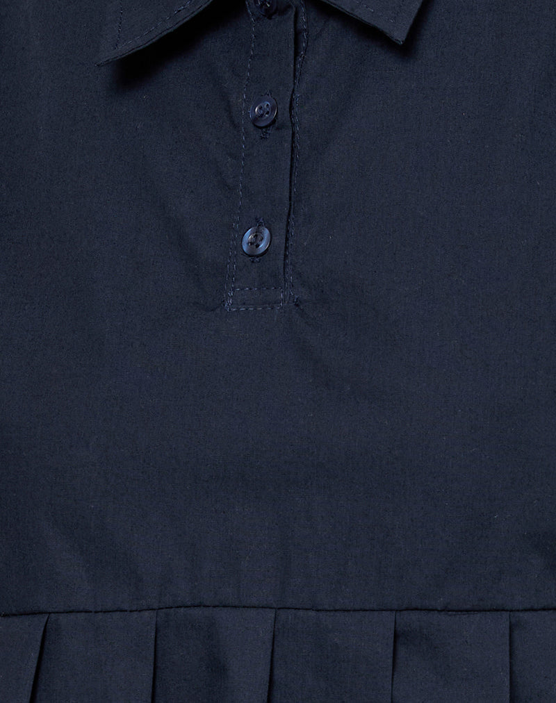 Image of Yaden Pleat Polo Shirt in Poplin Dark Navy