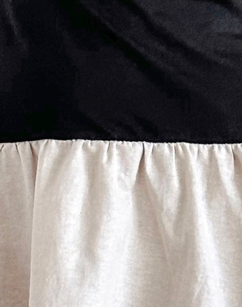 Image of Yael Mini Dress in Lycra Linen Black and Ecru