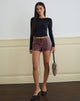 Image of Yakko Lace Up Micro Short in PU Plum