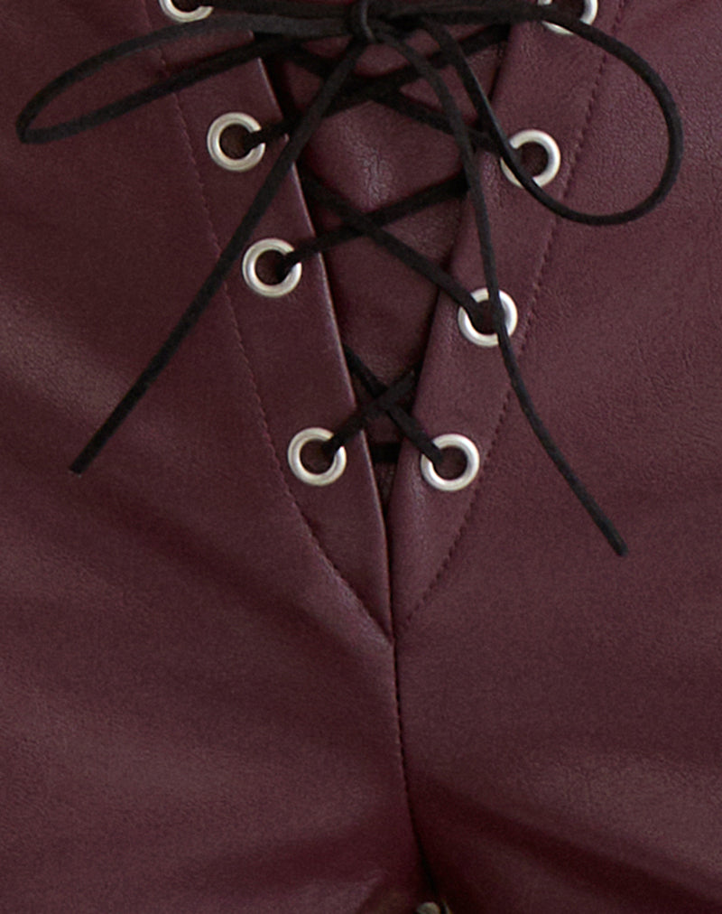 Image of Yakko Lace Up Micro Short in PU Plum