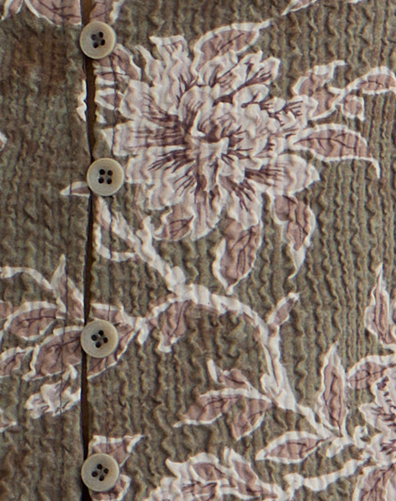 Image of Yakova Blouse in Woven Floral Green