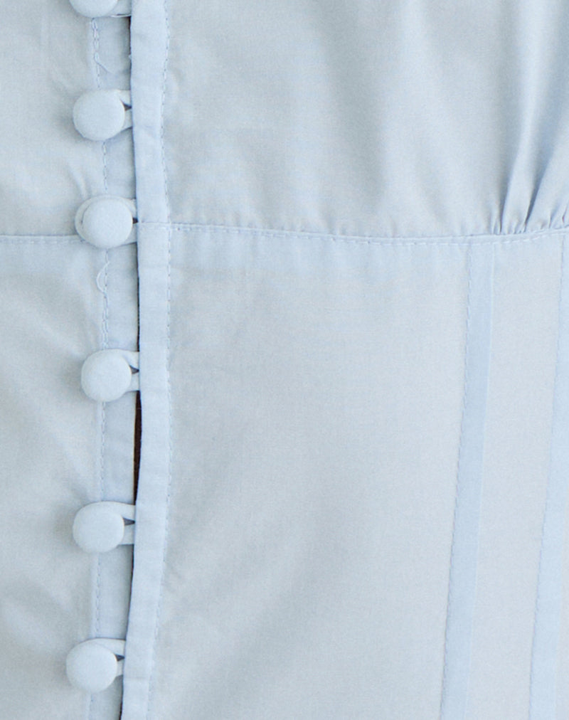 Image of Yamila Puff Sleeve Keyhole Blouse in Ice Blue