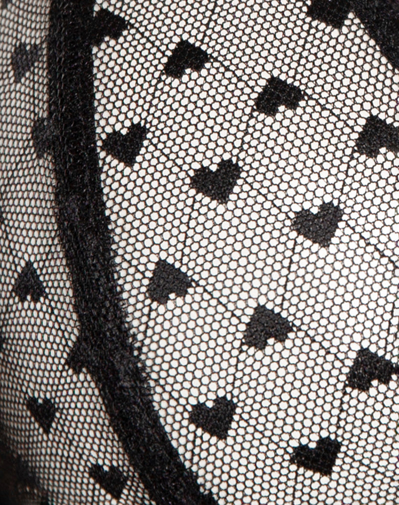 Image of Ranu Thong in Black Lace with Heart Embroidery